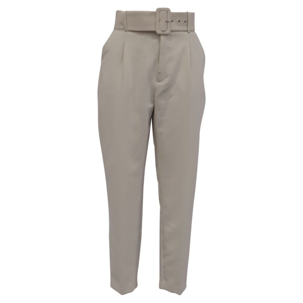 Zara Belted Trousers in Beige Polyester